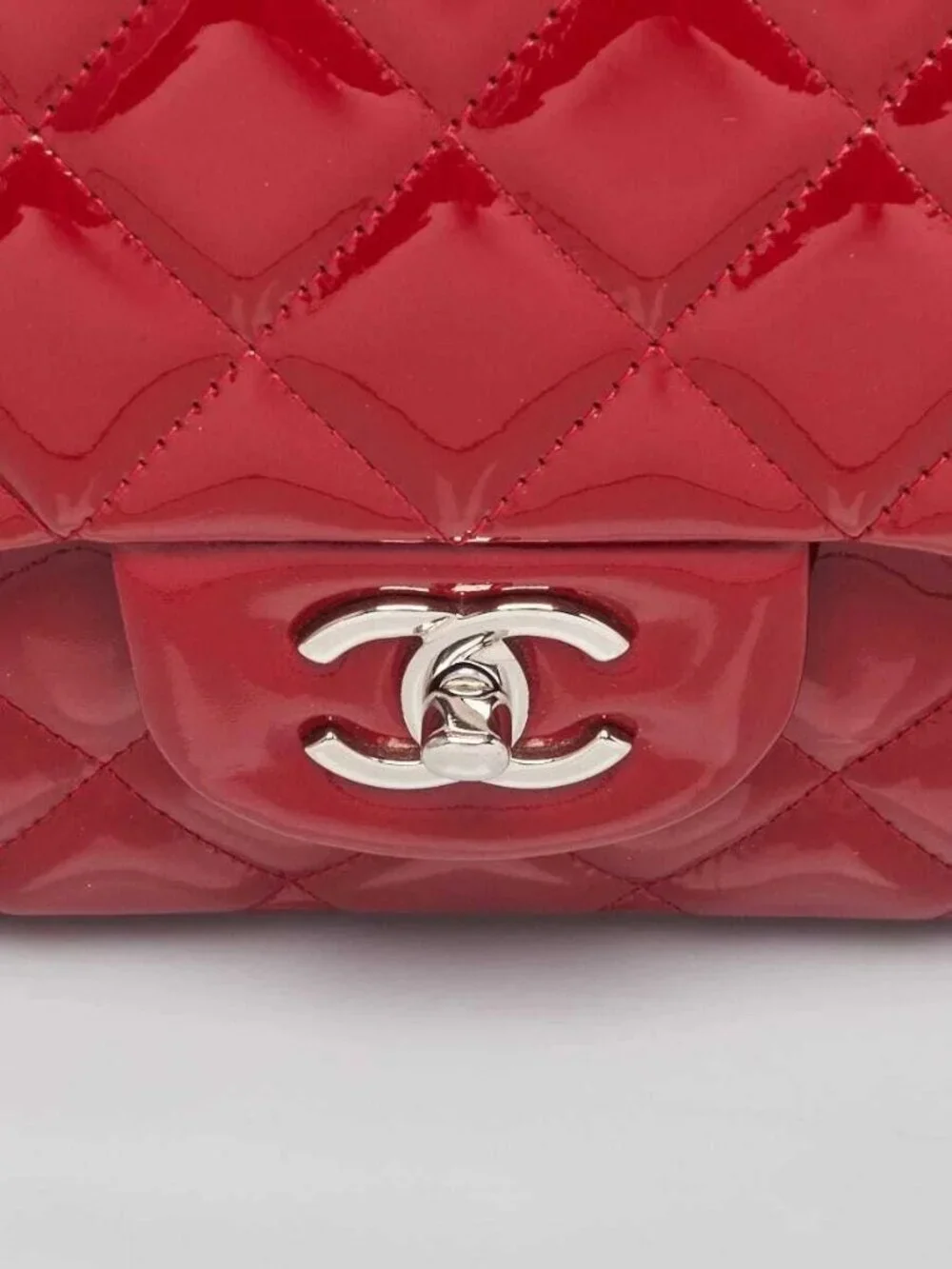 Chanel Red Quilted Patent Leather Classic Jumbo Double Flap Bag